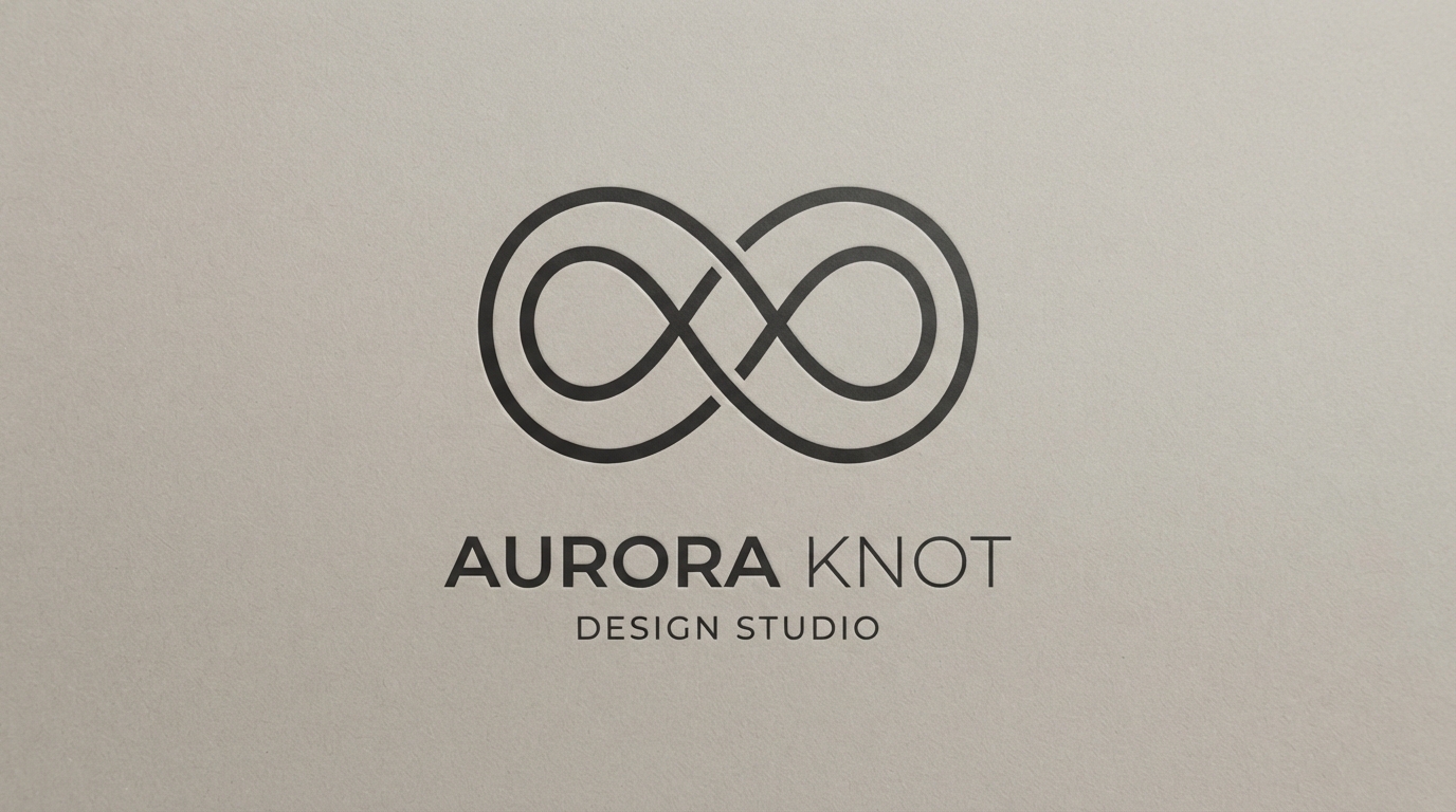 Continuous single line forming infinity knot logo mark