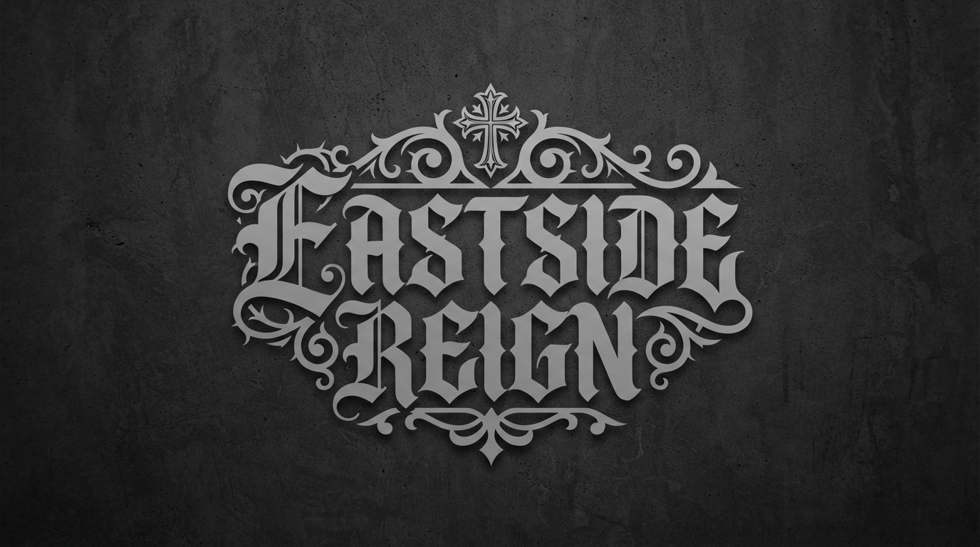 Eastside Reign ornate blackletter streetwear logo