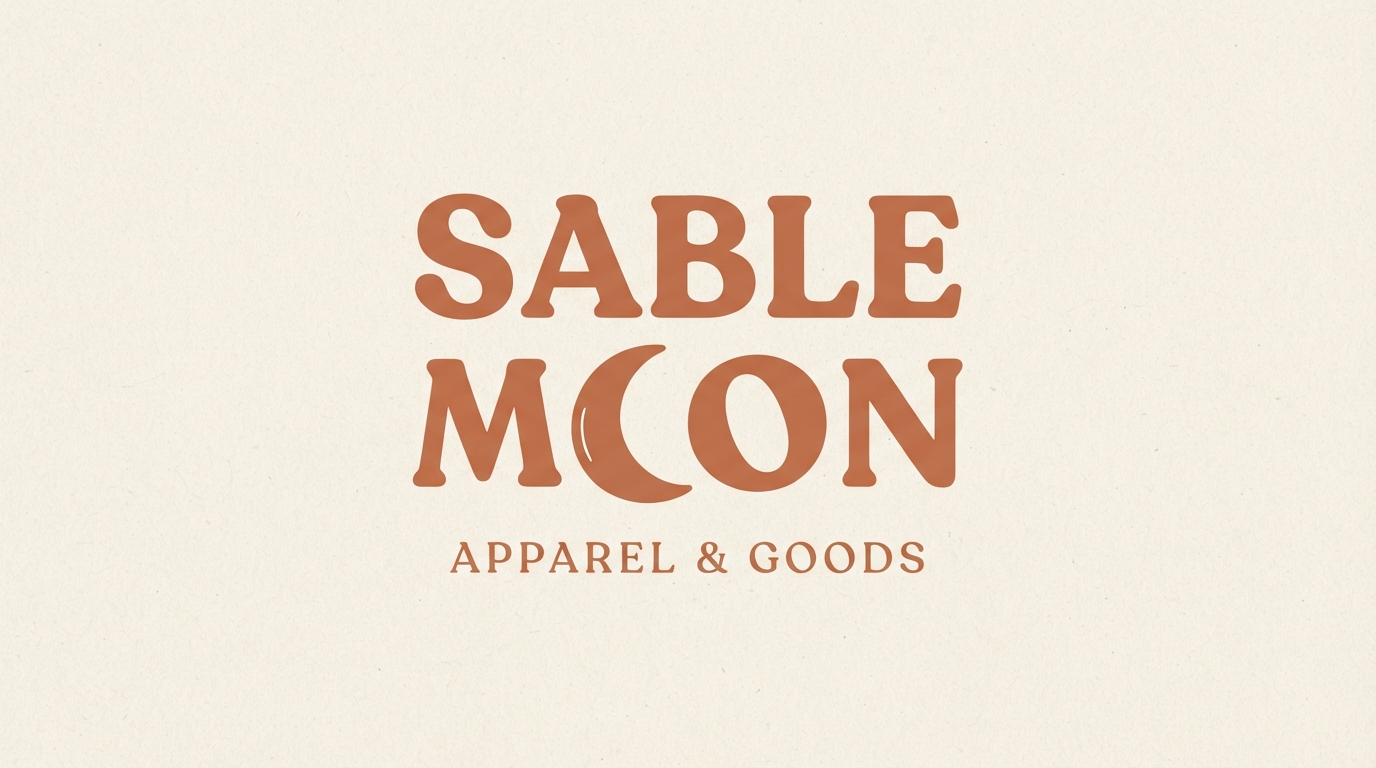 Sable Moon boho serif logo with crescent moon replacing O