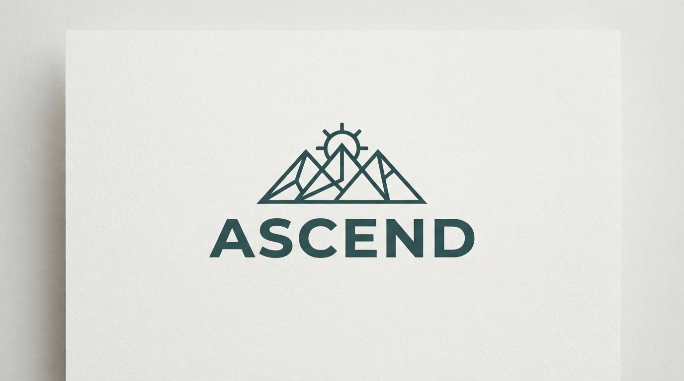 Line art mountain icon above ASCEND wordmark logo