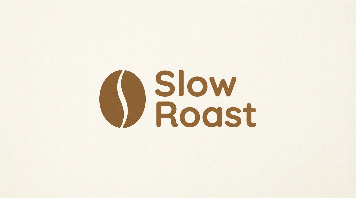 Coffee bean icon beside Slow Roast wordmark logo