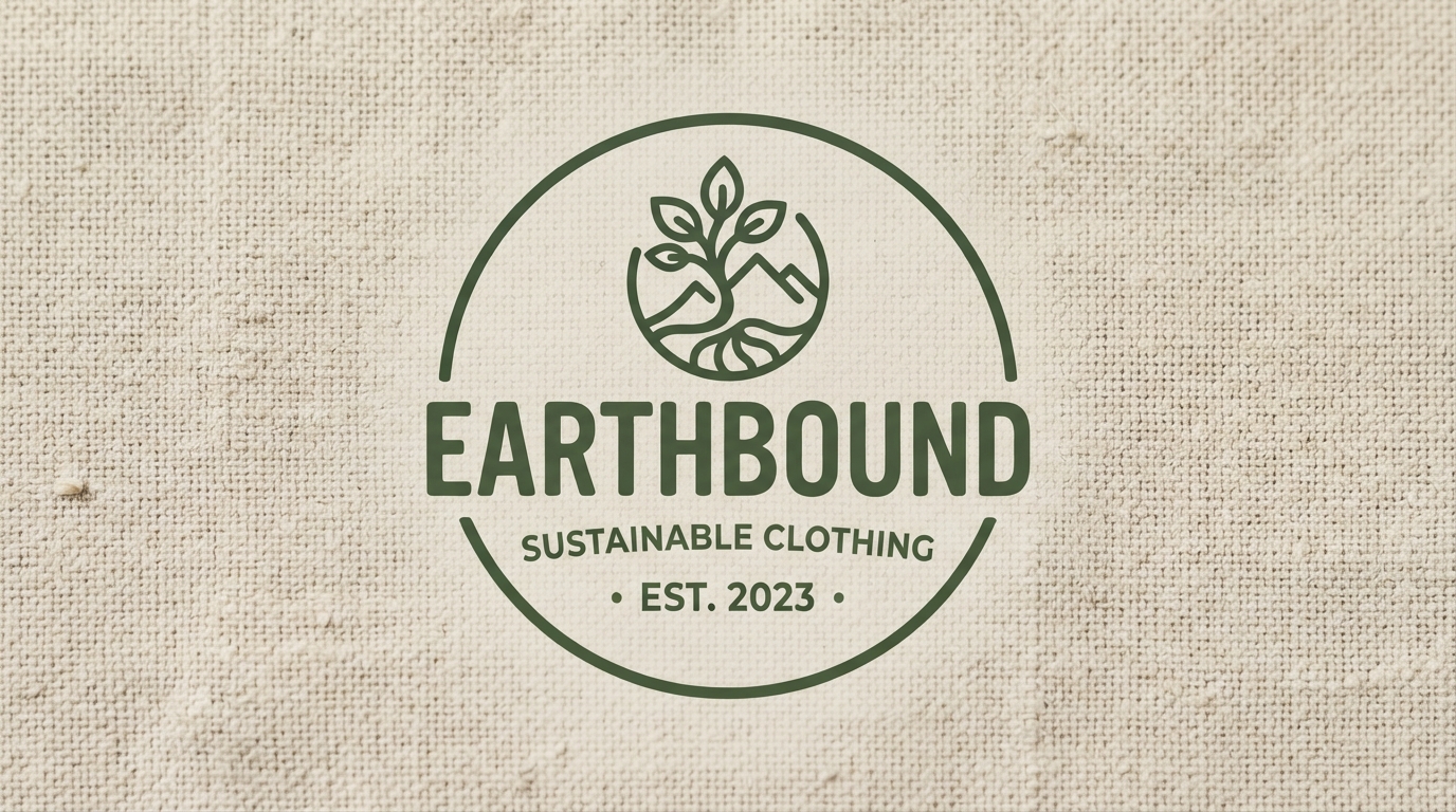 EARTHBOUND organic sans serif eco clothing logo on linen
