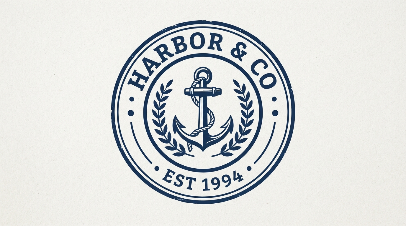 Circular anchor emblem logo with curved text and est date