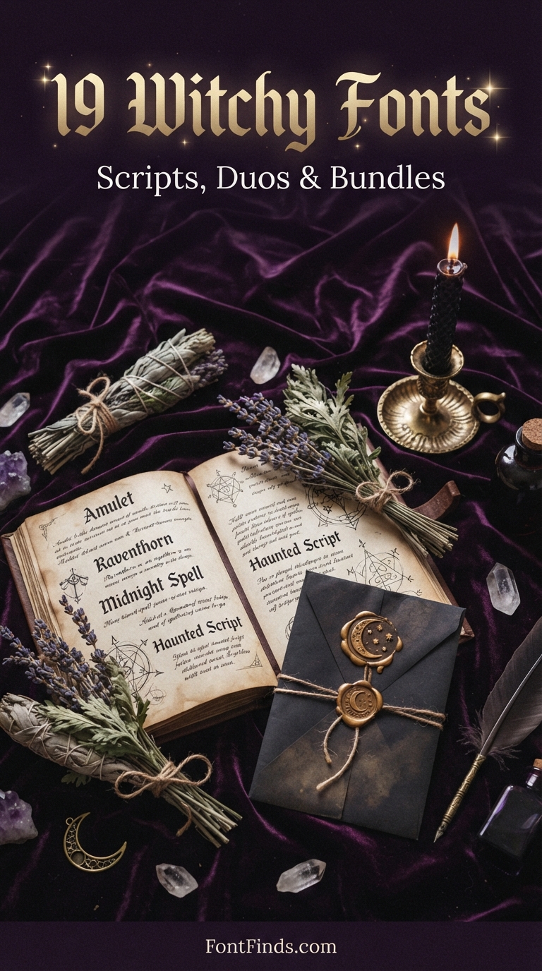 Witchy Fonts for Halloween Scripts Duos and Bundles