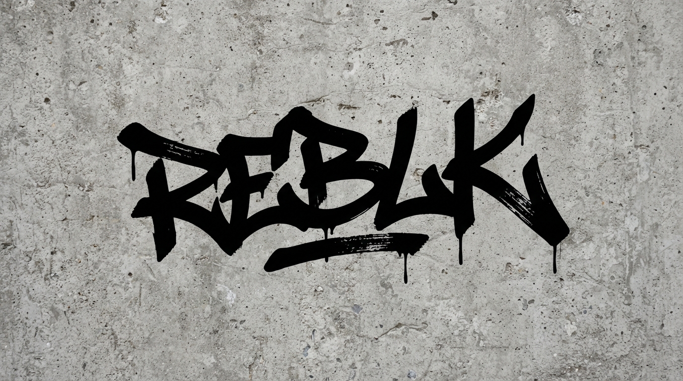 REBLK graffiti tag inspired streetwear wordmark