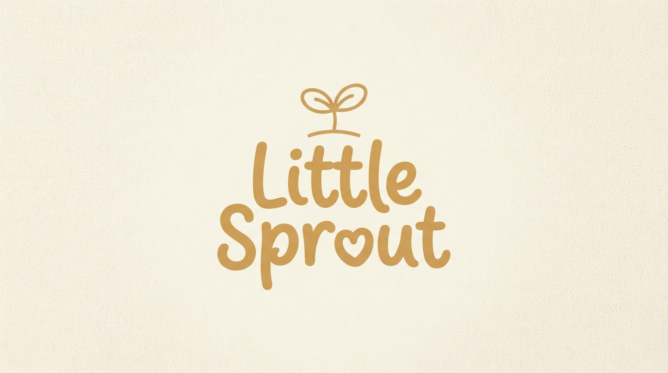 Little Sprout rounded script kids clothing logo with seedling