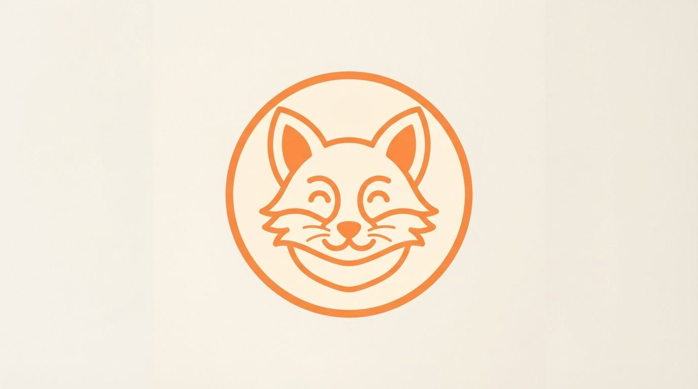 Simple line art fox head mascot logo in circle