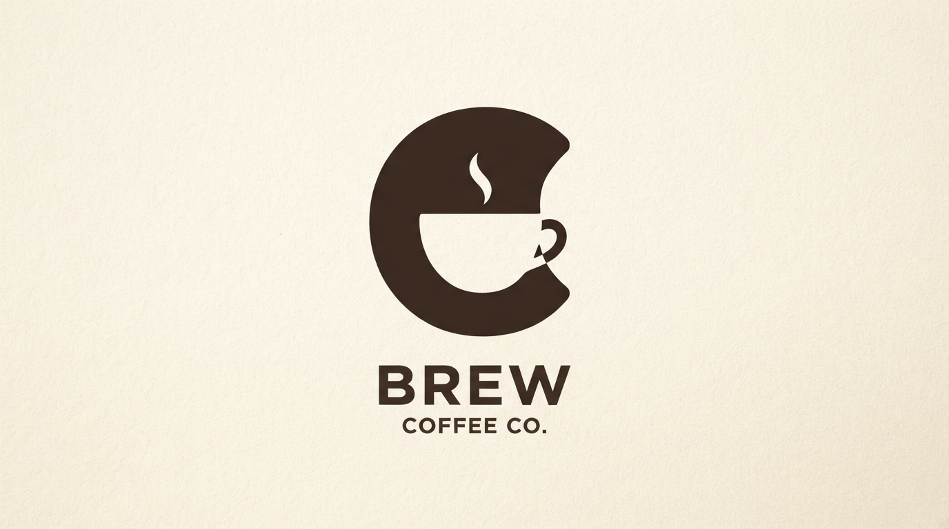 Negative space coffee cup hidden inside letter C logo