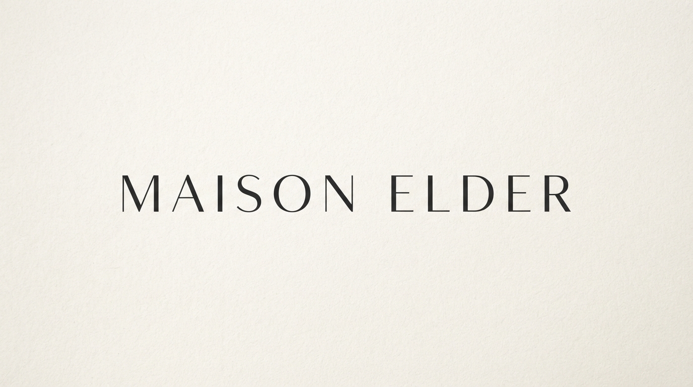 Maison Elder thin serif clothing brand logo, quiet luxury