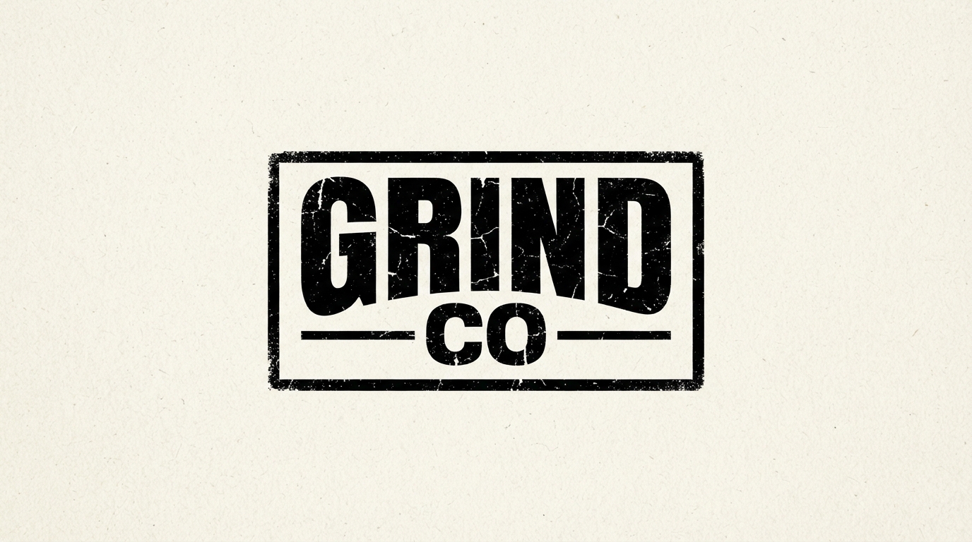 GRIND CO distressed condensed sans skate logo in frame