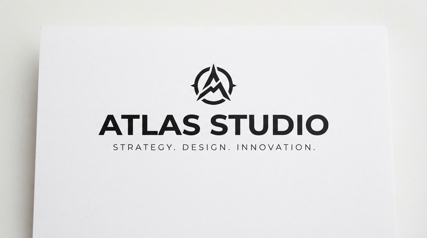 Atlas Studio logo lockup with tagline in wide tracking