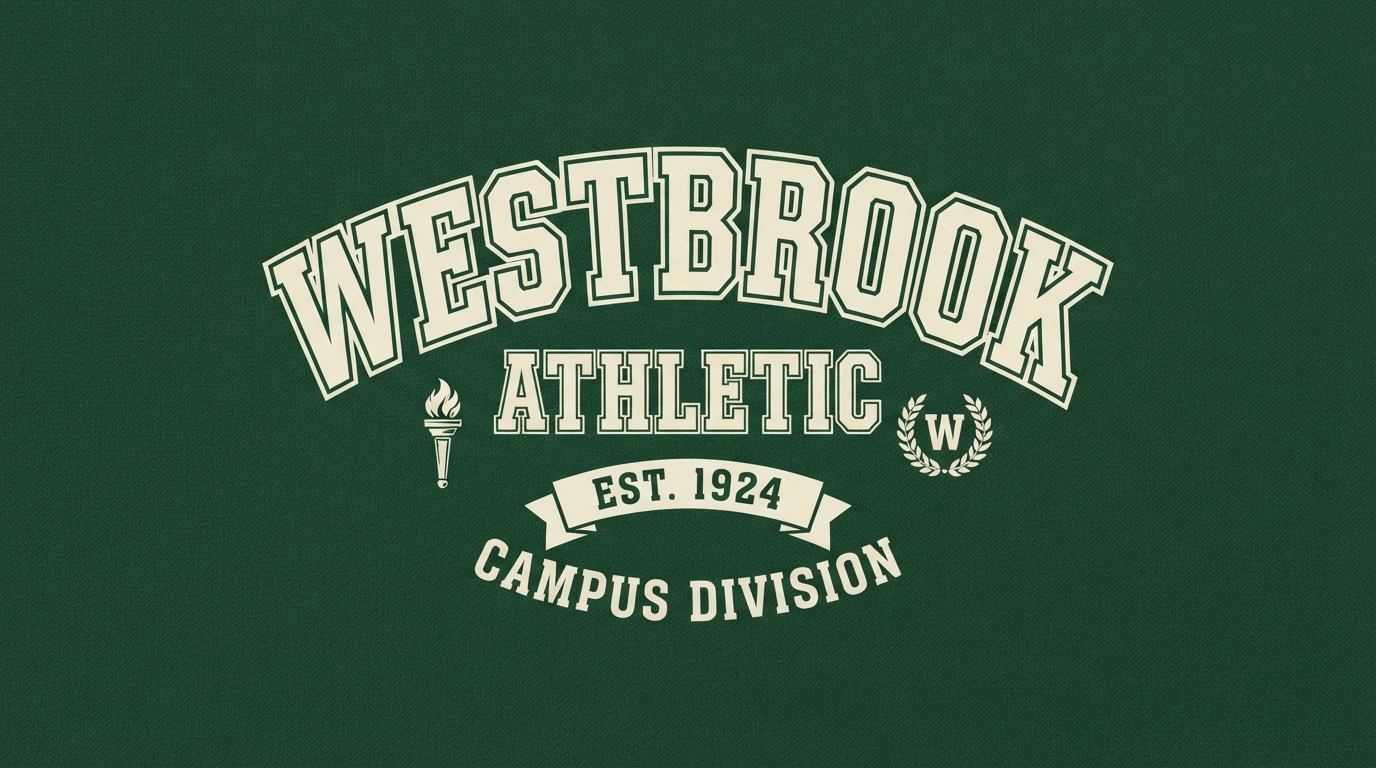 Westbrook Athletic varsity block serif streetwear logo