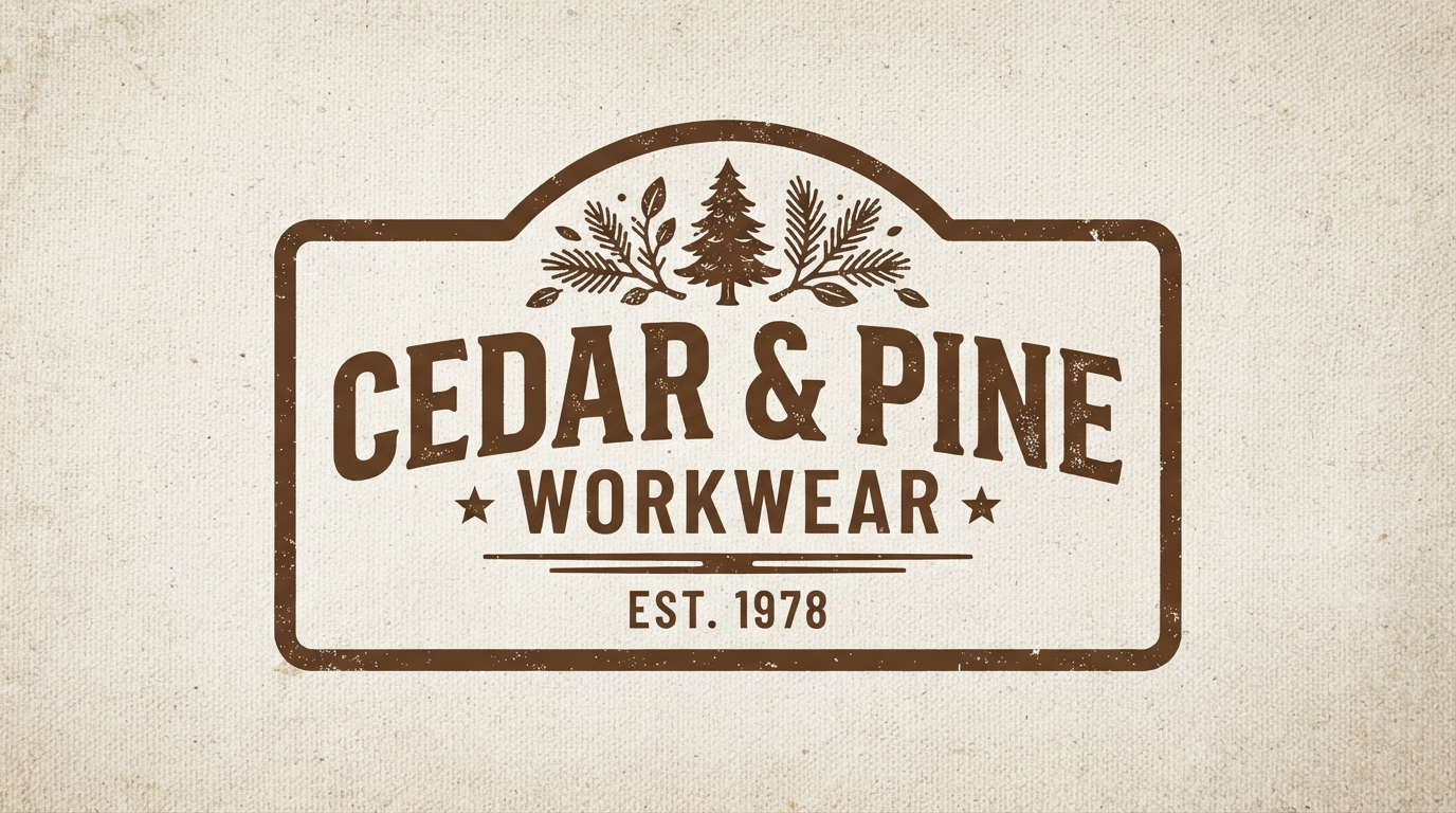 Cedar and Pine Workwear vintage slab serif badge logo