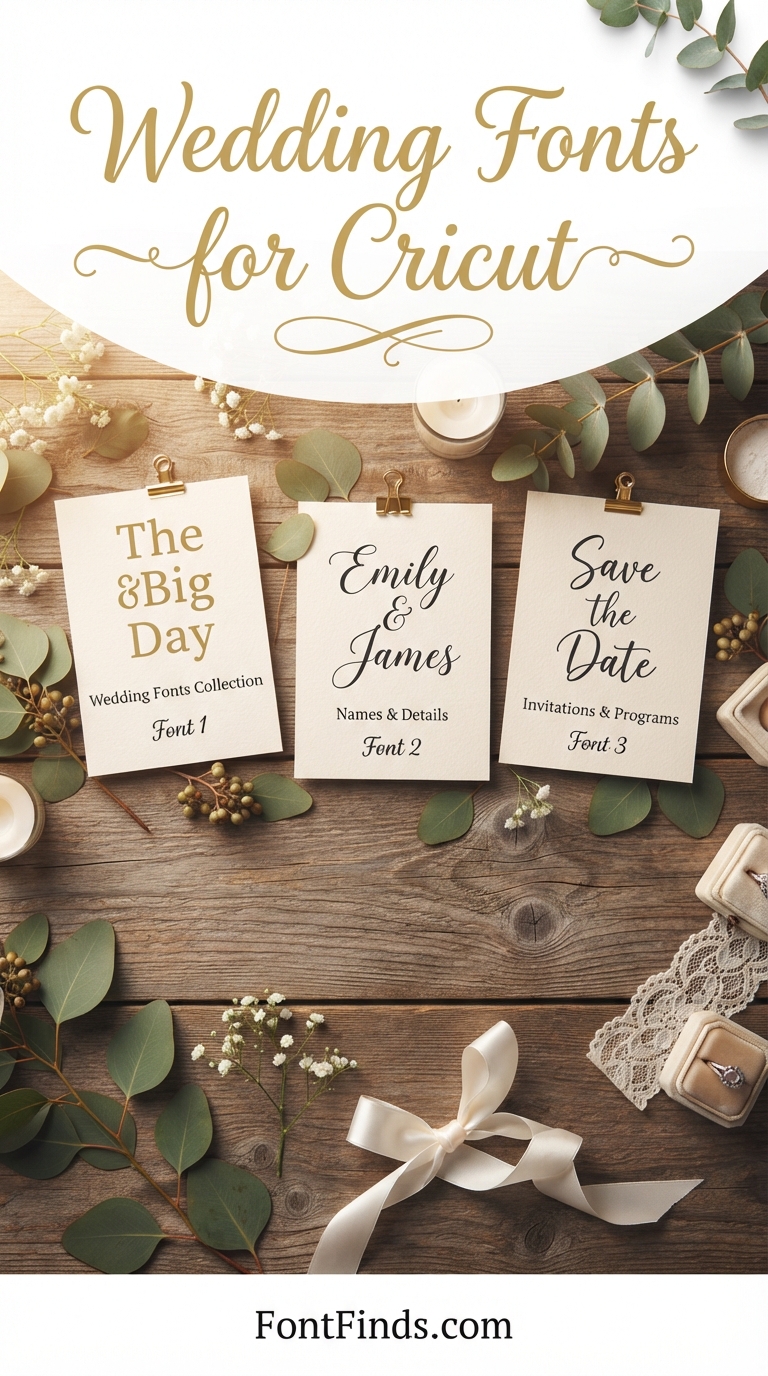 Wedding fonts collection styled with rustic table setting