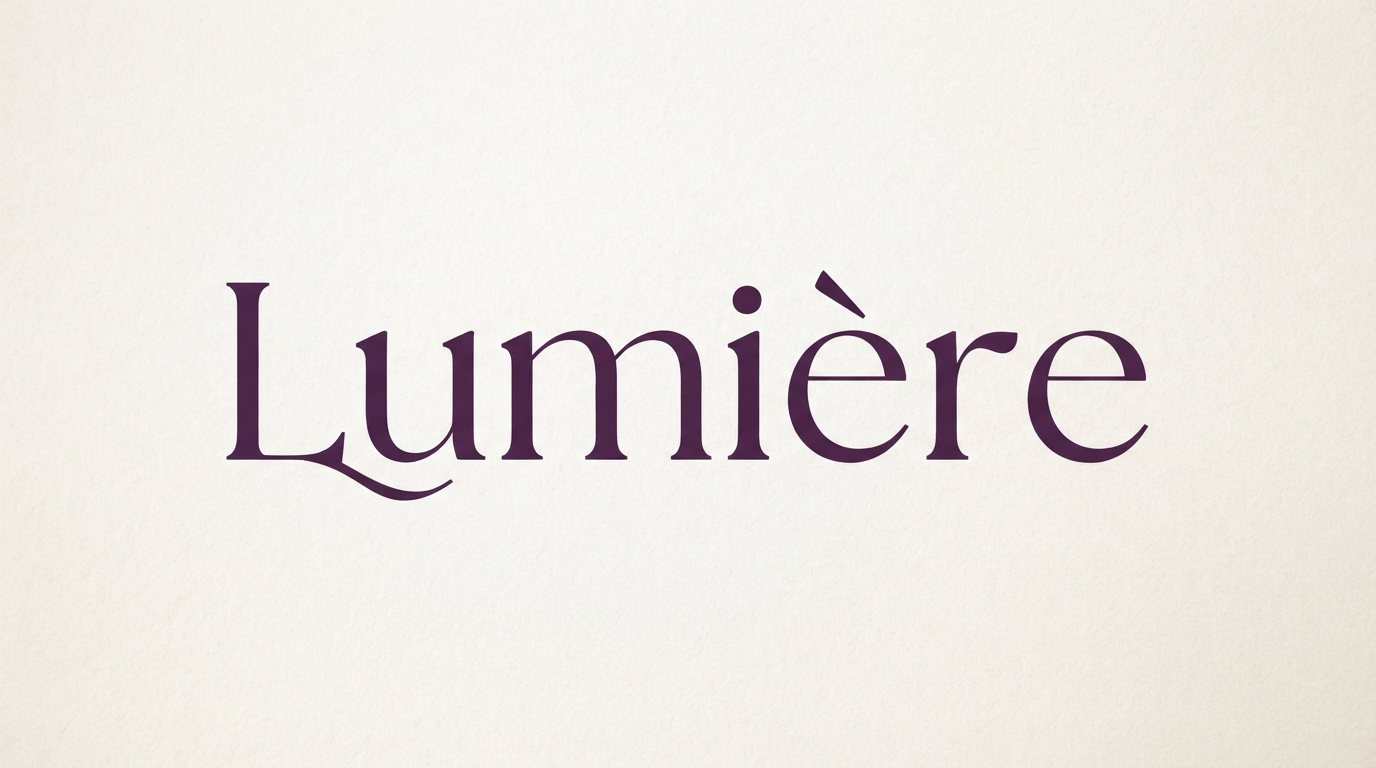 High contrast serif wordmark logo design in plum