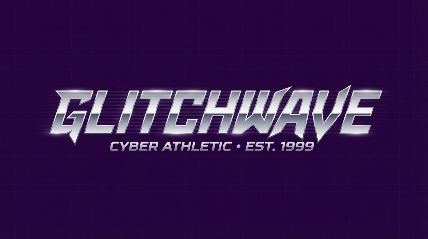 GLITCHWAVE chrome techno Y2K streetwear logo with scanlines