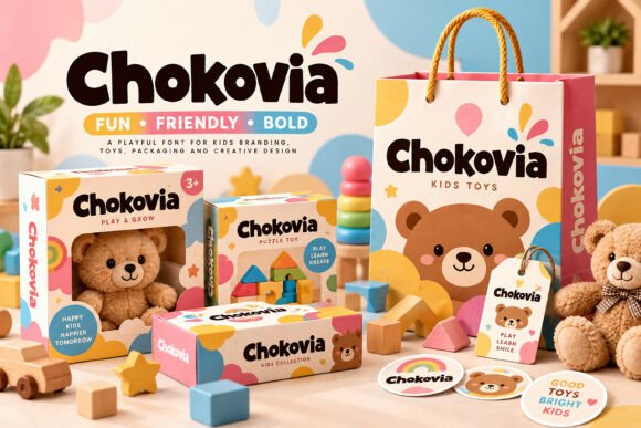 whimsical fonts for branding example: Chokovia font preview
