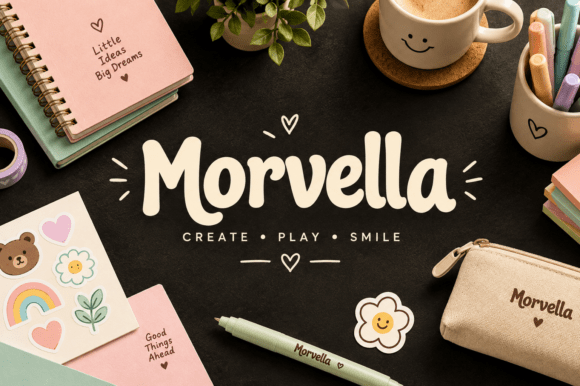 whimsical fonts for branding example: Morvella font preview