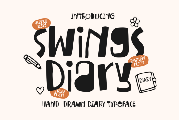 whimsical fonts for kids example: Swings Diary font preview