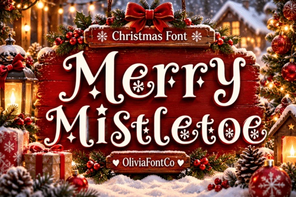 Merry Mistletoe font preview by OliviaFontCo