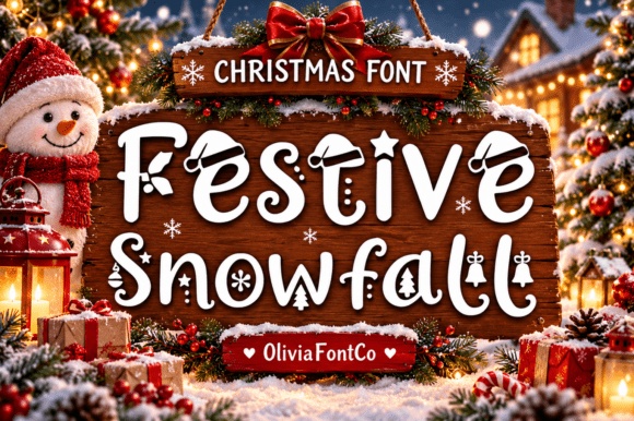 Festive Snowfall font preview by OliviaFontCo