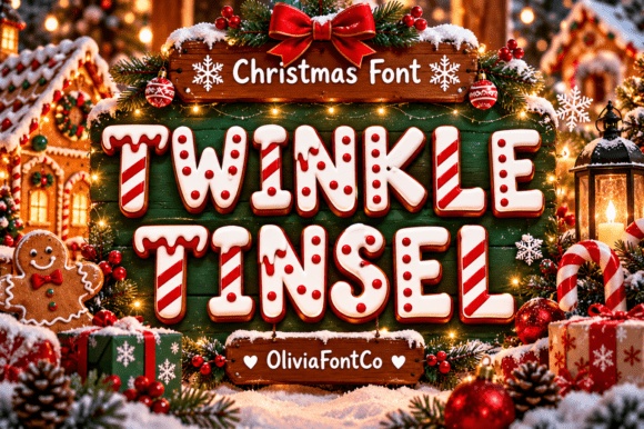 Twinkle Tinsel font preview by OliviaFontCo