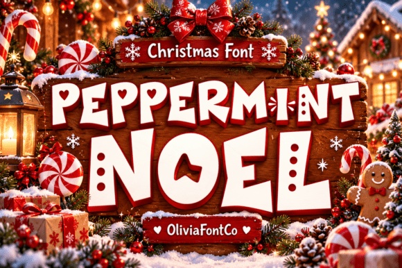 Peppermint Noel font preview by OliviaFontCo