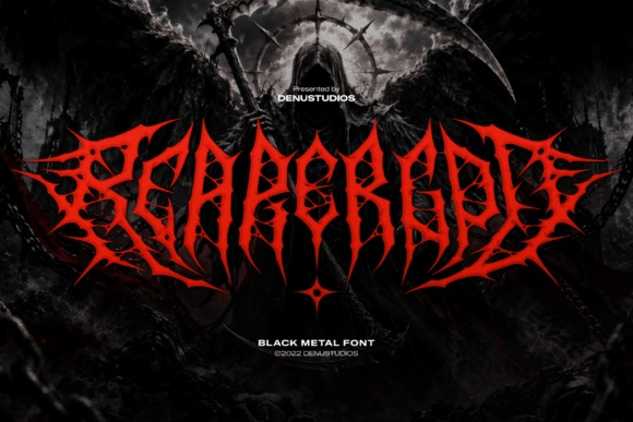Reapergod font preview by Denustudios