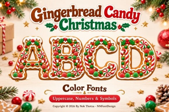 Gingerbread Candy Christmas font preview