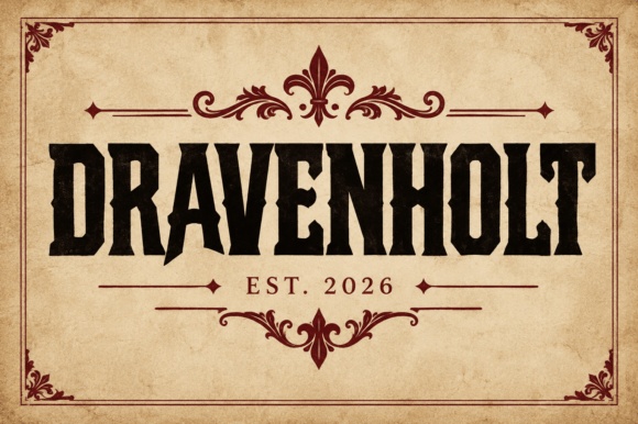 Dravenholt — lettering specimen