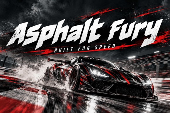 Asphalt Fury font preview by Bundle