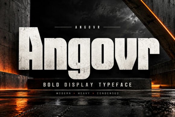 varsity fonts example: Angovr font specimen
