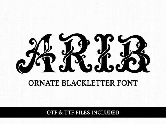 gothic fantasy fonts example: Arib font specimen