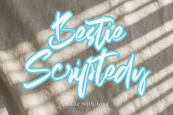 signature fonts for creator logos example: Bestie Scriptedy font specimen