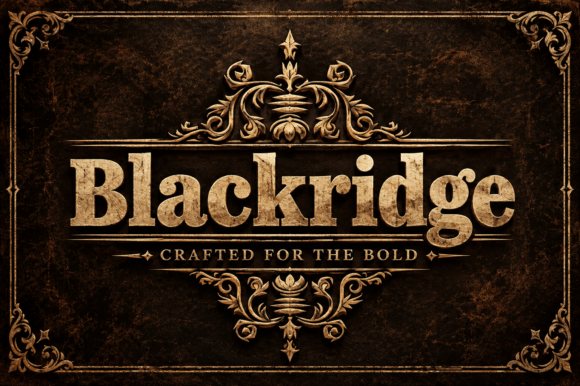 bold display fonts example: Blackridge font specimen