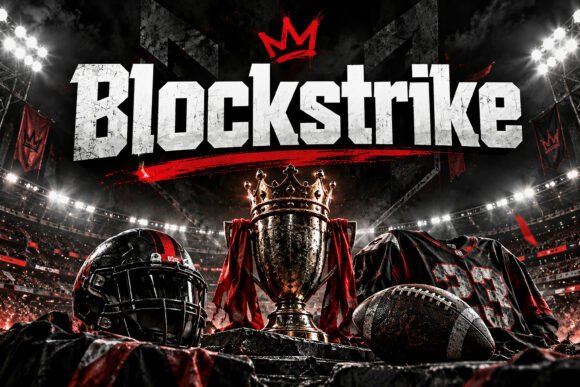 varsity fonts example: Blockstrike font specimen