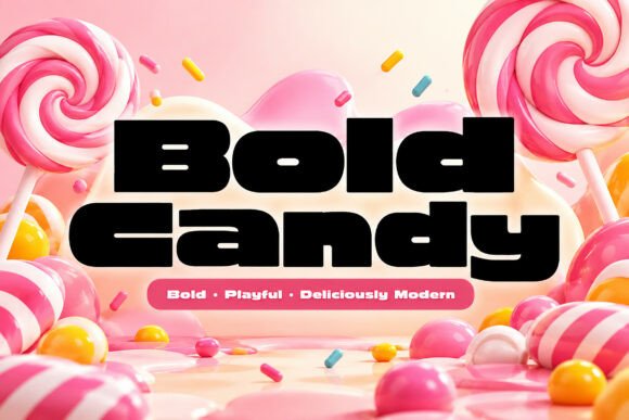 bold display fonts example: Bold Candy font specimen