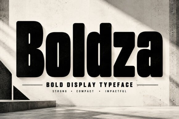 bold display fonts example: Boldza font specimen