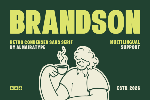 sans serif logo fonts example: Brandson font specimen