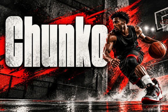 varsity fonts example: Chunko font specimen