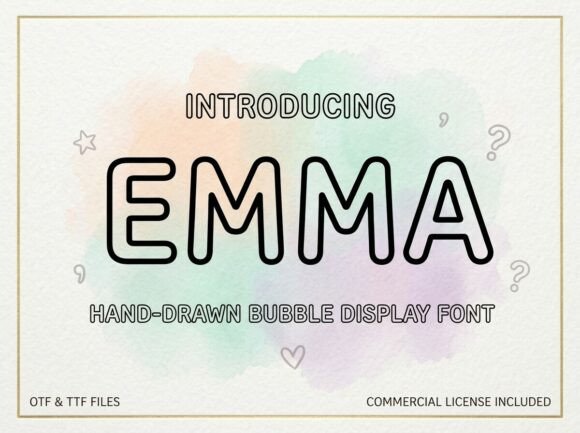 whimsical fonts for toy packaging example: Emma font specimen