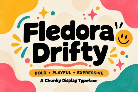 bubble fonts for birthdays example: Fledora Drifty font specimen