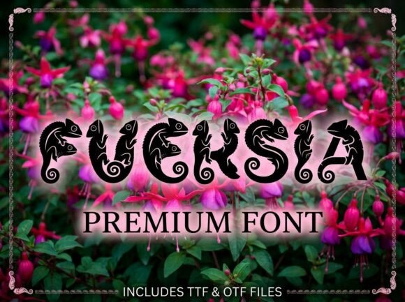 whimsical fonts for toy packaging example: Fuchsia font specimen