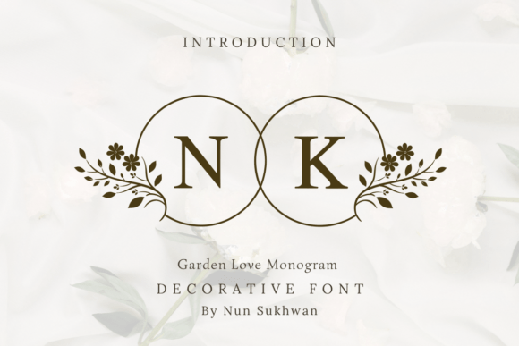 wedding sign fonts example: Garden Love Monogram font specimen