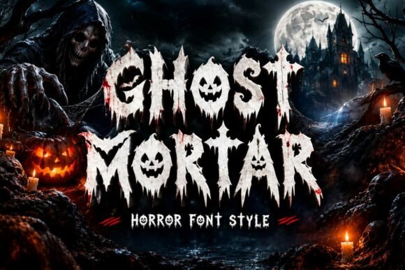 halloween party fonts example: Ghost Mortar font specimen
