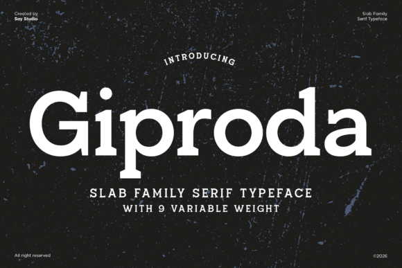 editorial serif fonts example: Giproda font specimen