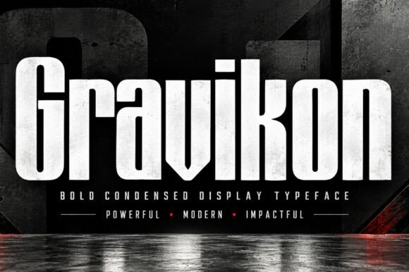 varsity fonts example: Gravikon font specimen