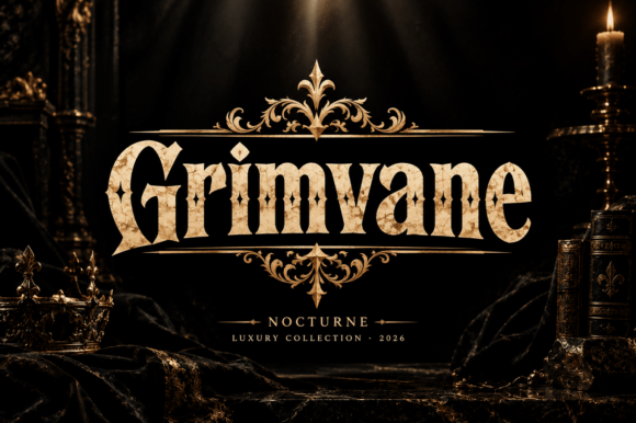 gothic fantasy fonts example: Grimvane font specimen