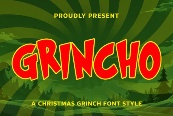 bold christmas fonts example: Grincho font specimen