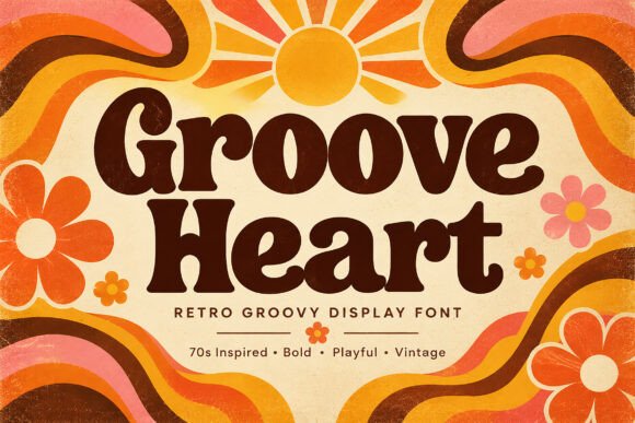 retro groovy fonts example: Groove Heart font specimen